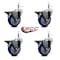 Service Caster 4'' Blue Poly Swivel 7/16'' Grip Ring Stem Caster Set with Brake, 4PK SCC-GR20S414-PPUB-BLUE-PLB-716138-4 - alternate 2